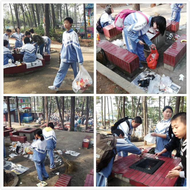 同学们清理烧烤场地